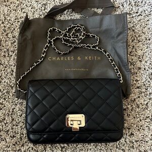 Charles and Keith Quilted Push-Lock Clutch - Black